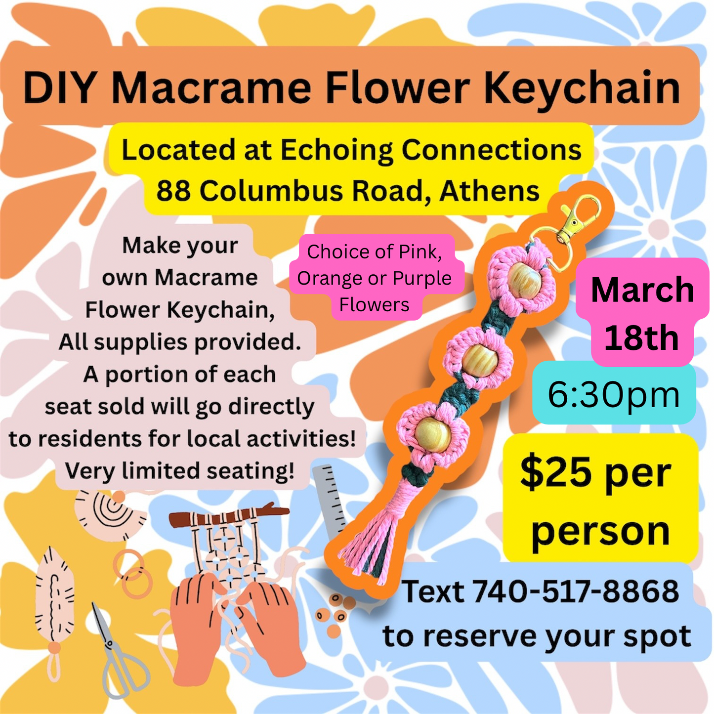 Macrame Flower Keychain