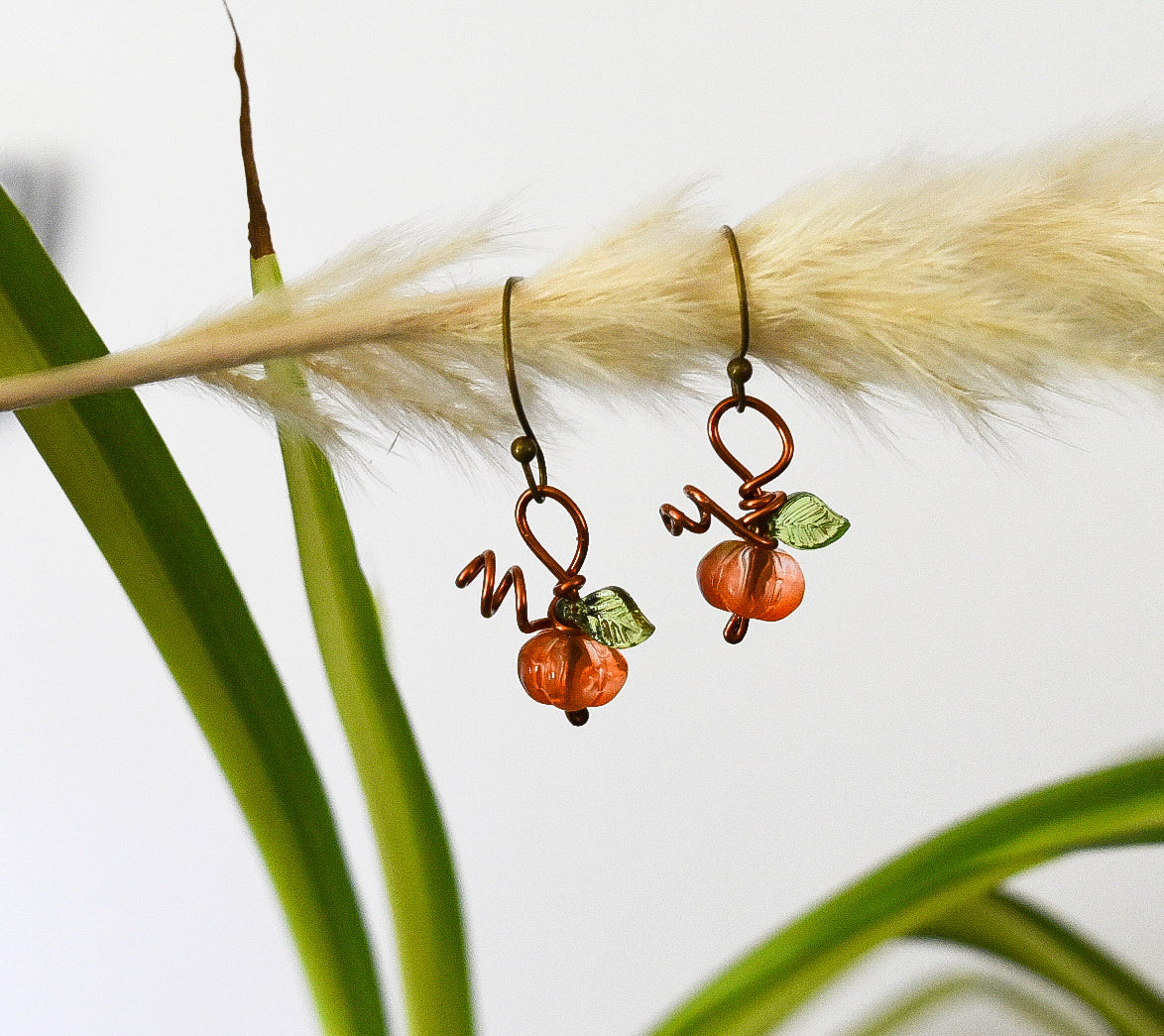 Copper Curly Pumpkin Earrings