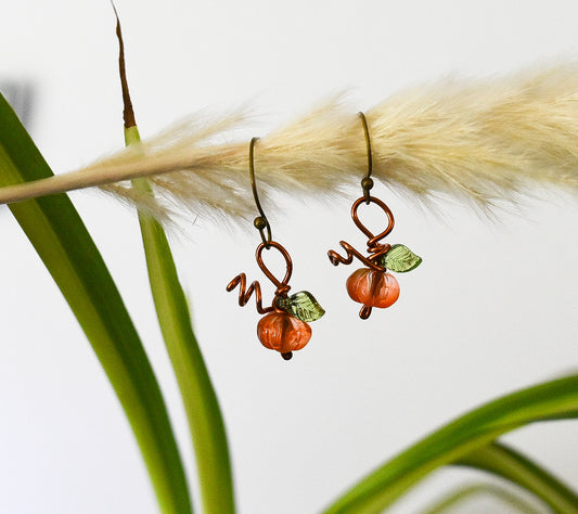 Copper Curly Pumpkin Earrings
